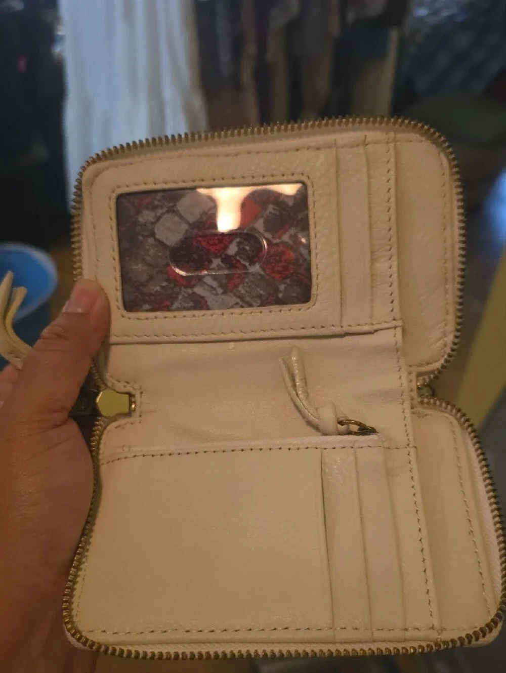 Cream Woven Accent Wristlet Wallet - Women Bags